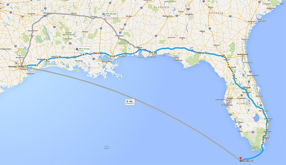 google maps texas to florida