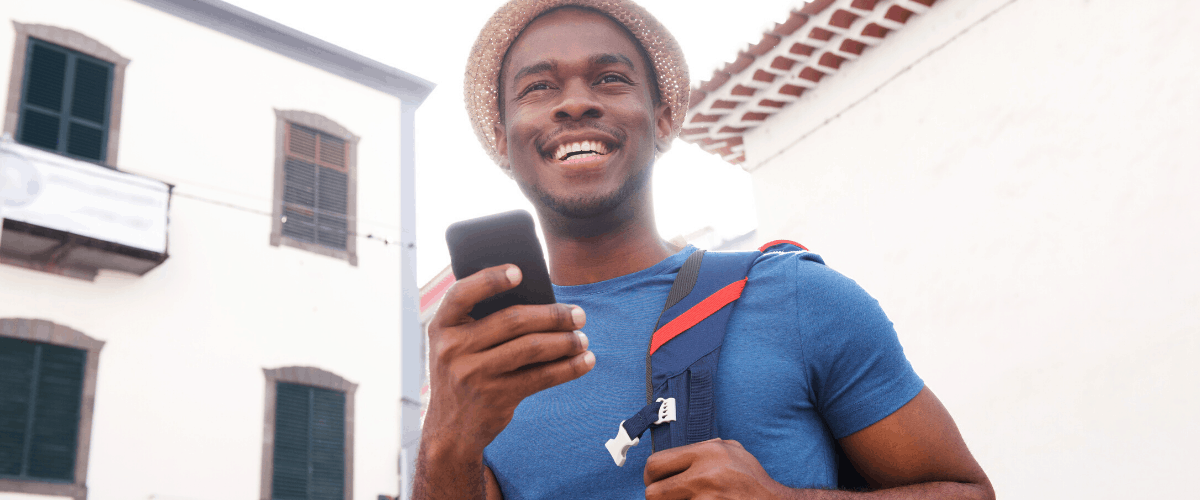 black man with phone