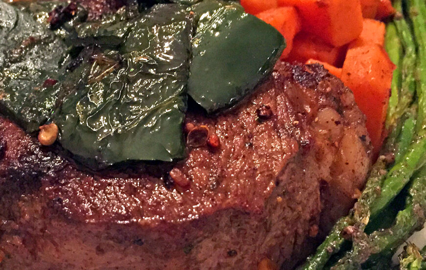 Seared Sirloin Steak with Poblano Peppers Recipe