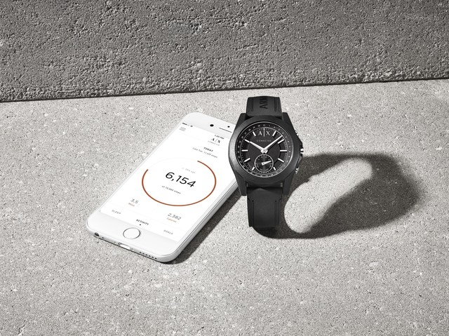 Armani exchange connected black silicone hybrid smartwatch deals