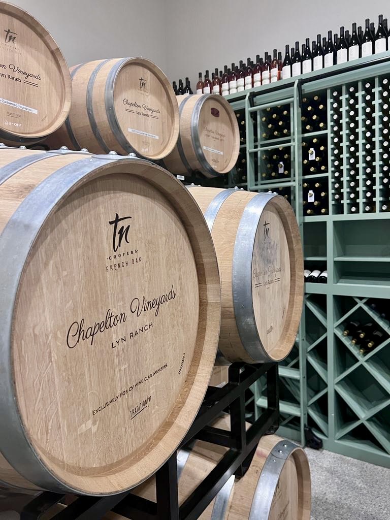 Chapelton Vineyards wine barrels