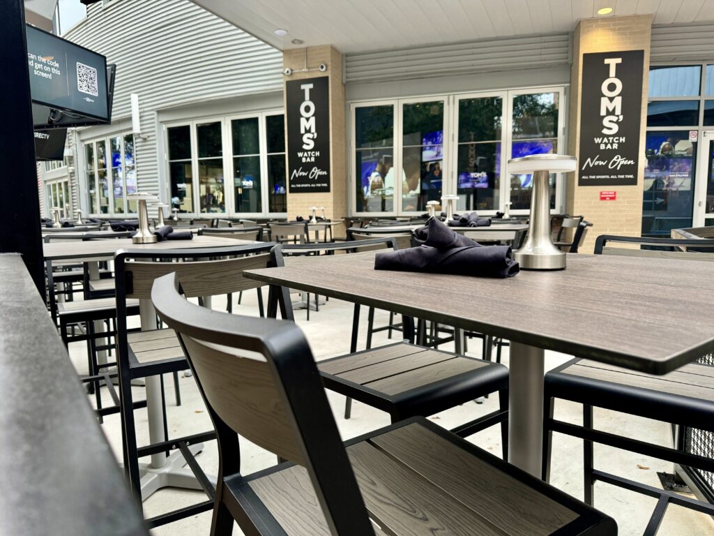 Tom's Watch Bar outdoor patio seating